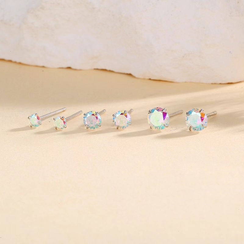 Women's Sier With Colorful Zircon Simple Design Rings
