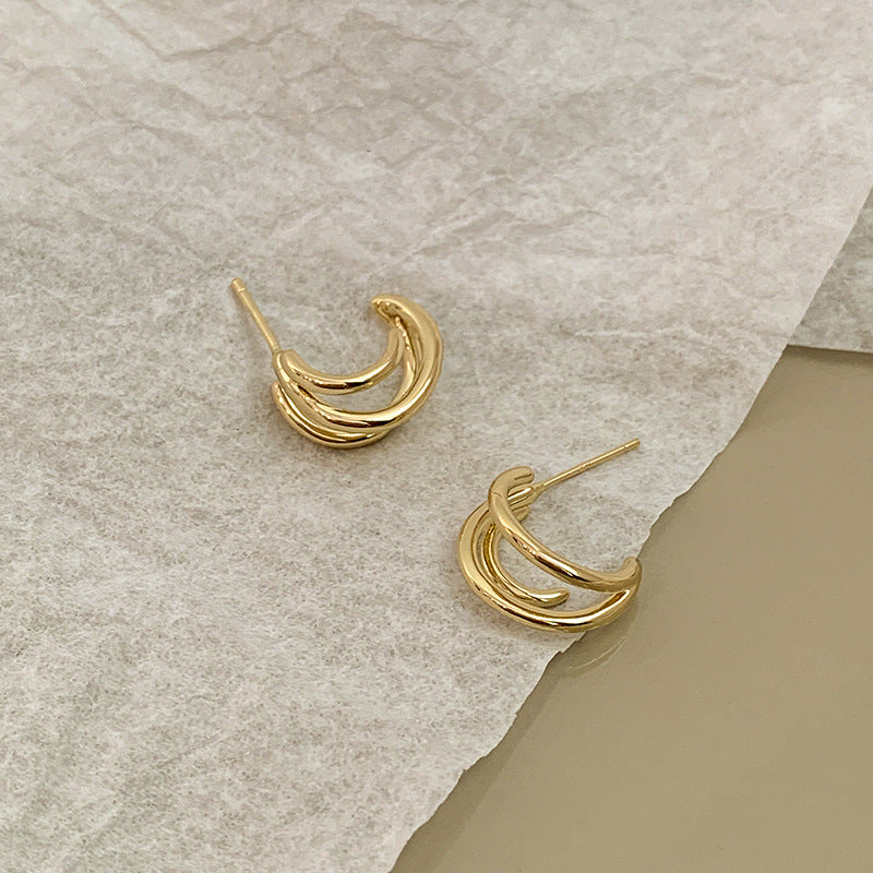 Daily Golden Temperament Small Personality Retro Earrings