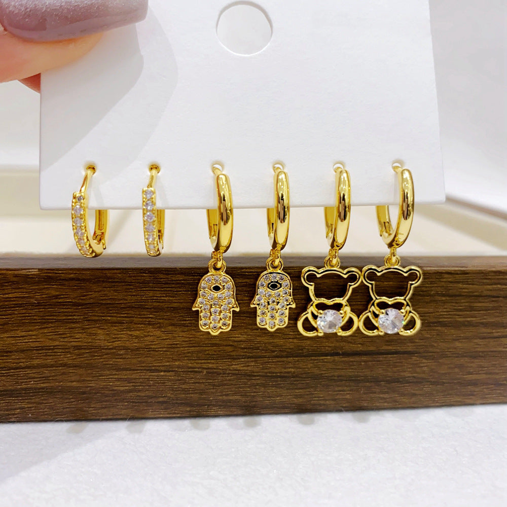 Ear Clip Three Pairs Copper Plated Real Earrings