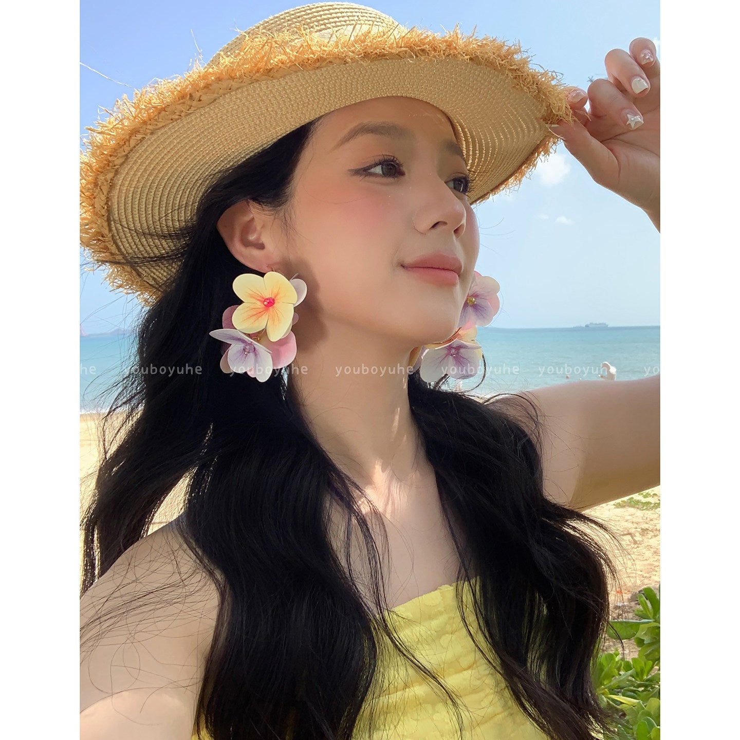Hoop Female Vacation Style Unique Beautiful Exaggerated Ear Square Round Earrings