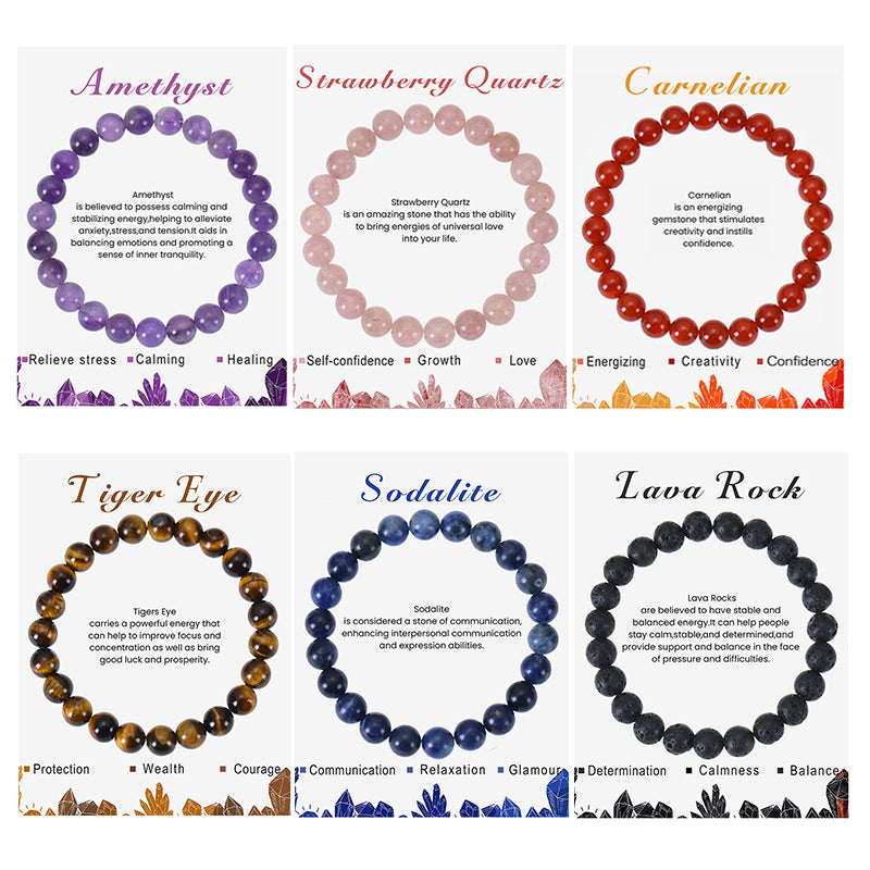 Amethyst Beaded Elastic String Natural Stone Crystal Agate Bracelet