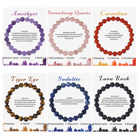 Amethyst Beaded Elastic String Natural Stone Crystal Agate Bracelet