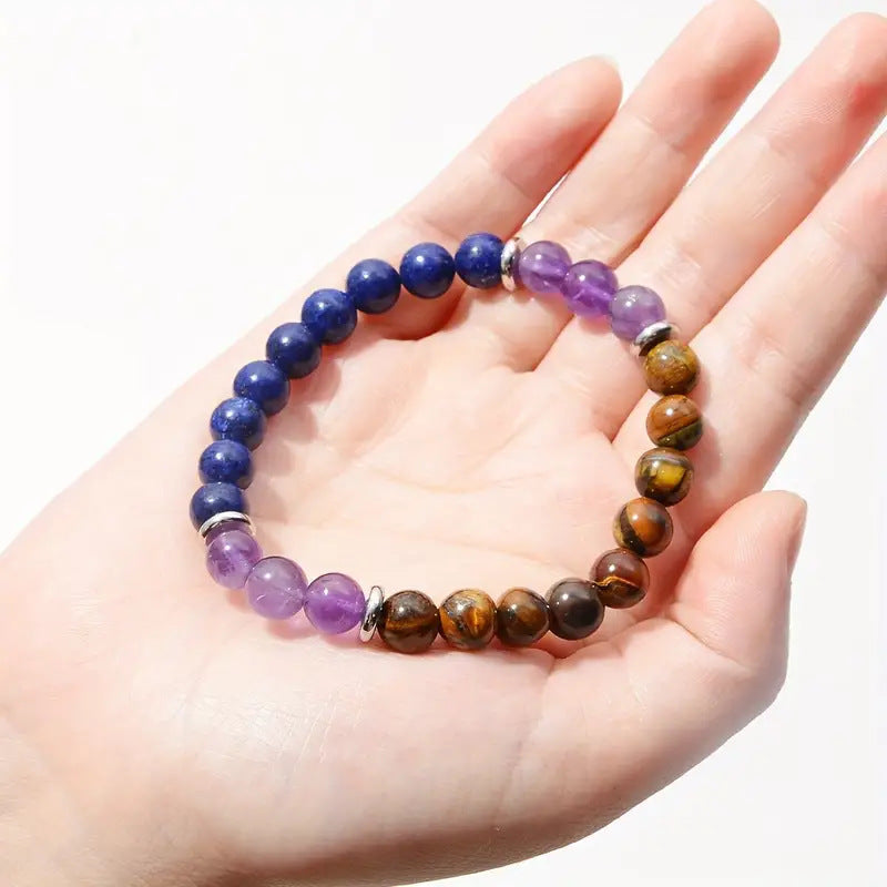 Eye Amethyst Blue Gold Natural Stone Bracelets