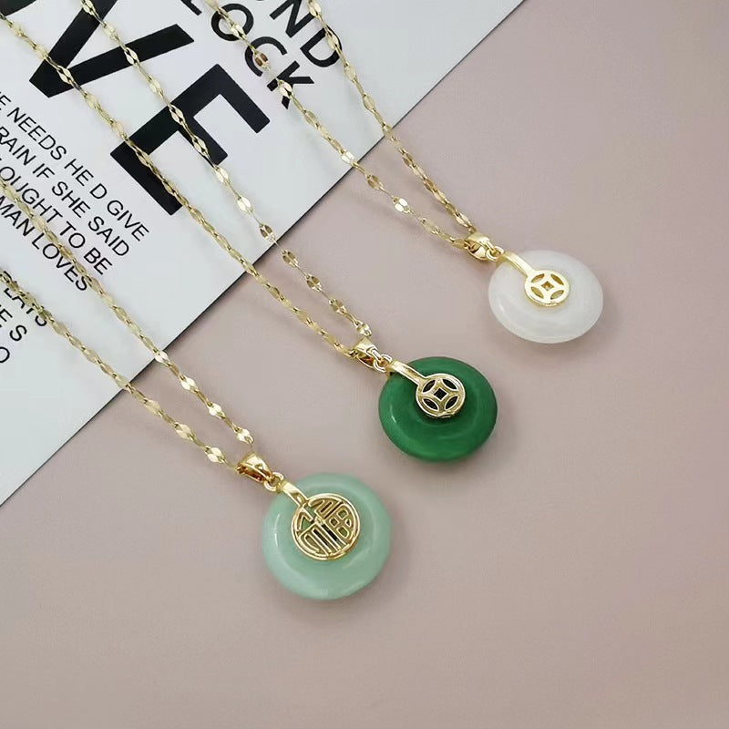 Women's Lip Chain With Peace Buckle Fu Character Necklace