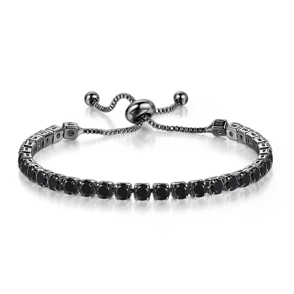 Women's Round Single Row Full Diamond Adjustable Bracelets