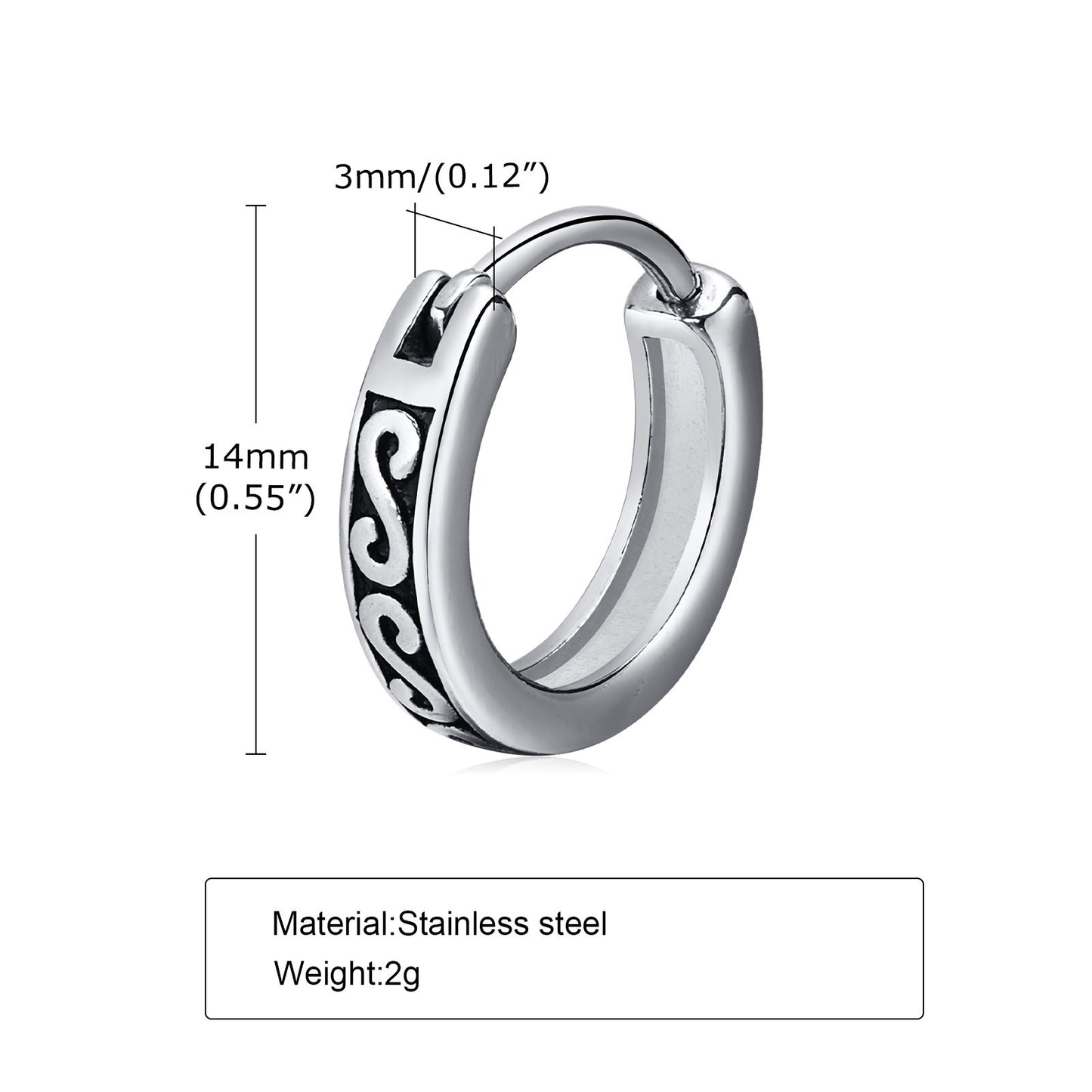 Men's Personality Fashion Retro Stainless Steel Ear Earrings