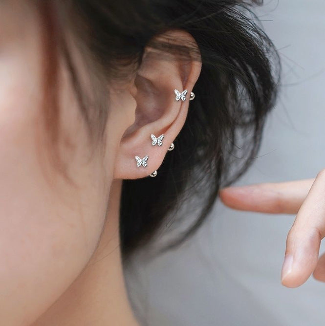 Fashion Bow Ear Bone Screw Twist Small Fresh Petite Light Stud Earrings