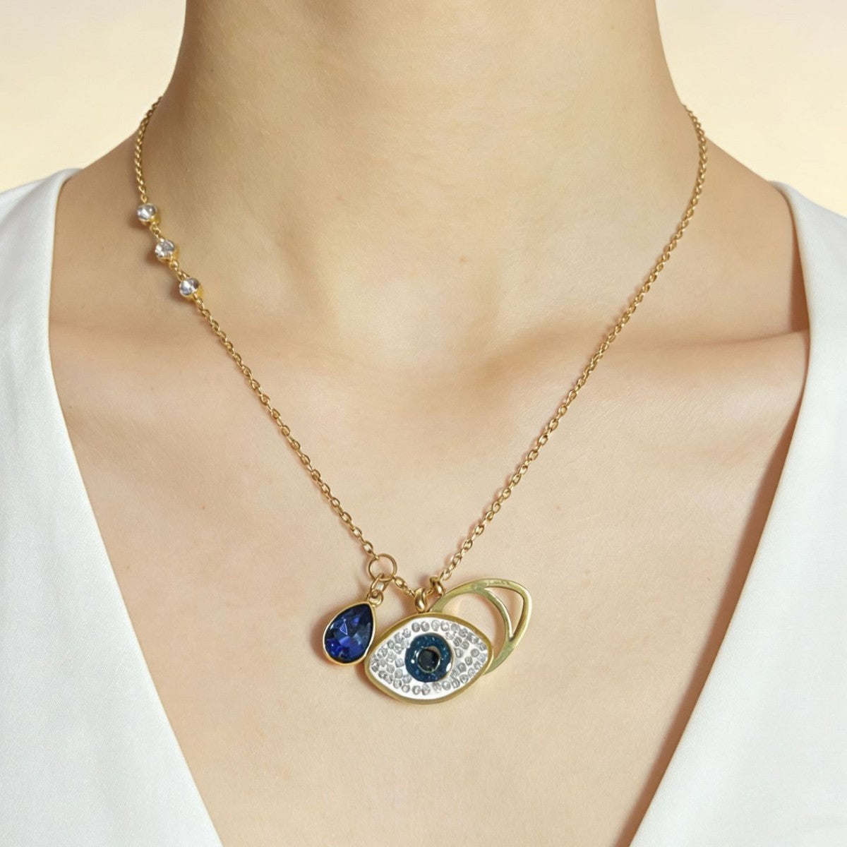 Body Titanium Steel Fashion Devil's Eye Clavicle Necklace