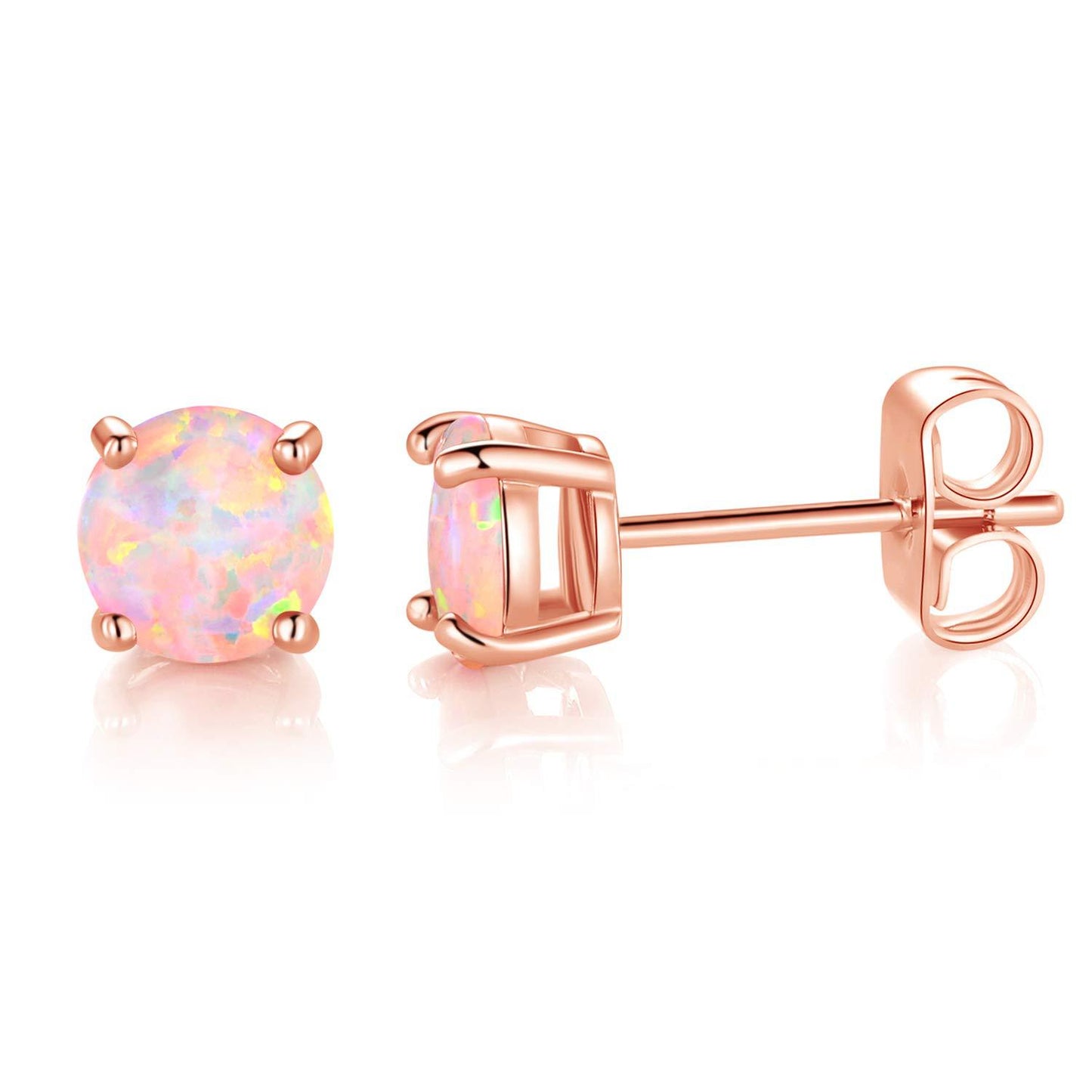 Women's Popular White Opal Round Mini Single Stud Earrings