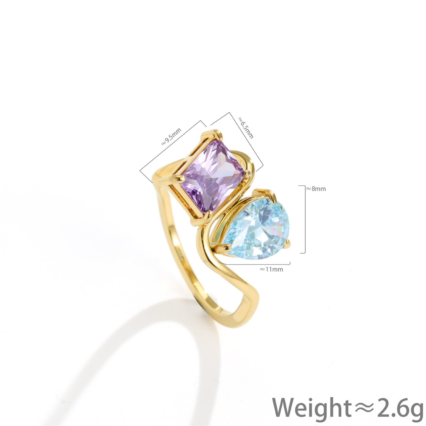 Gift Gemstone Stainless Steel Colored Gems Female Rings