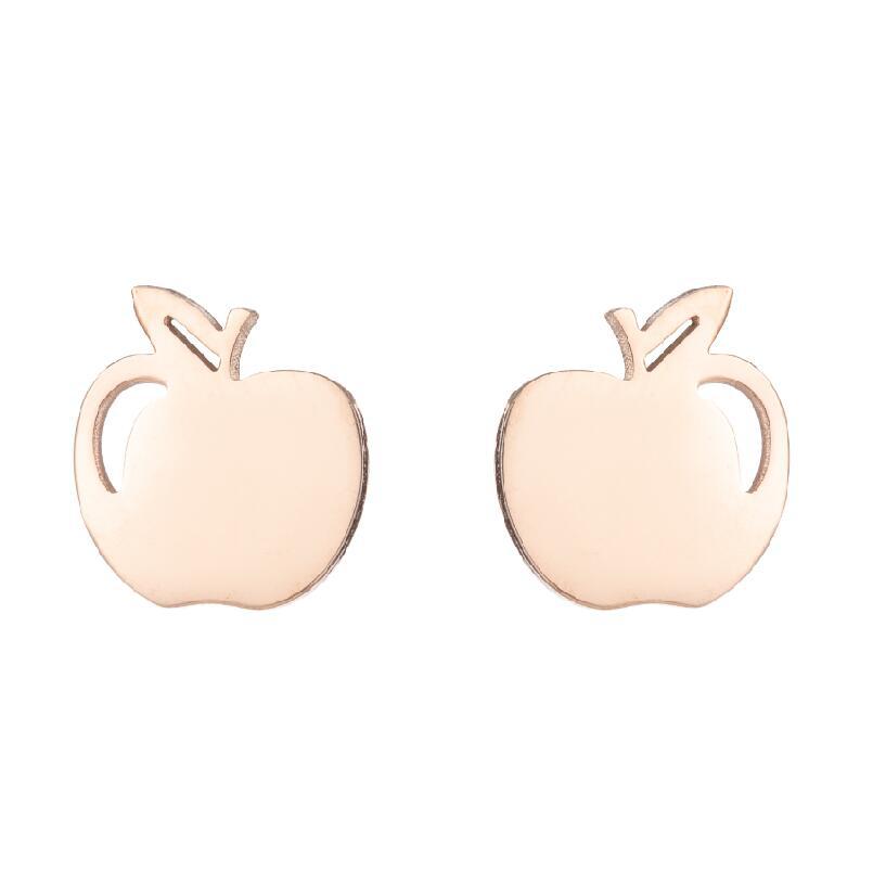 Summer Fruit Ear Fashion Stainless Steel Simple Cherry Apple Strawberry Stud Earrings