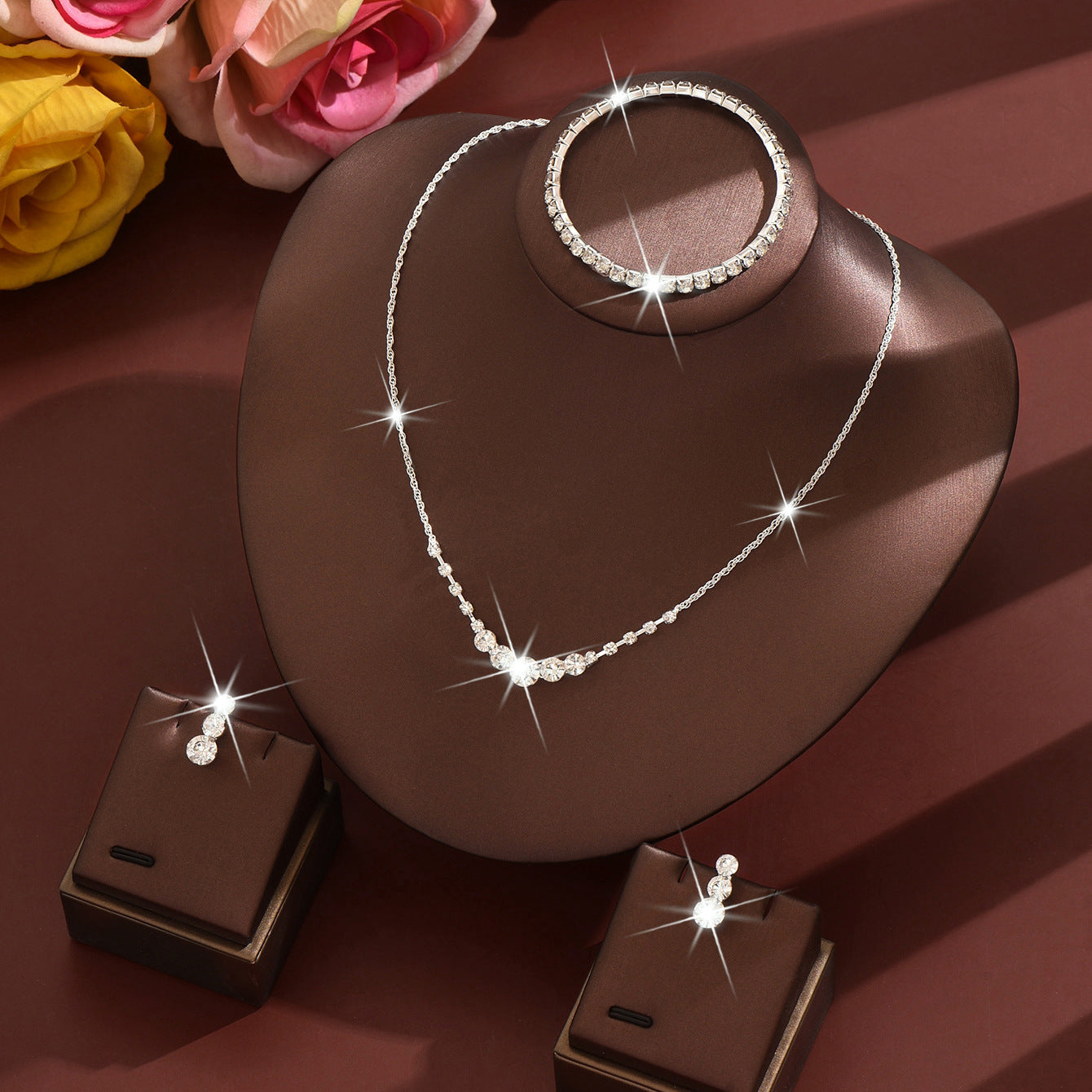 Simple Rhinestone Geometric Fashion Daily Commuter Jewelry Set
