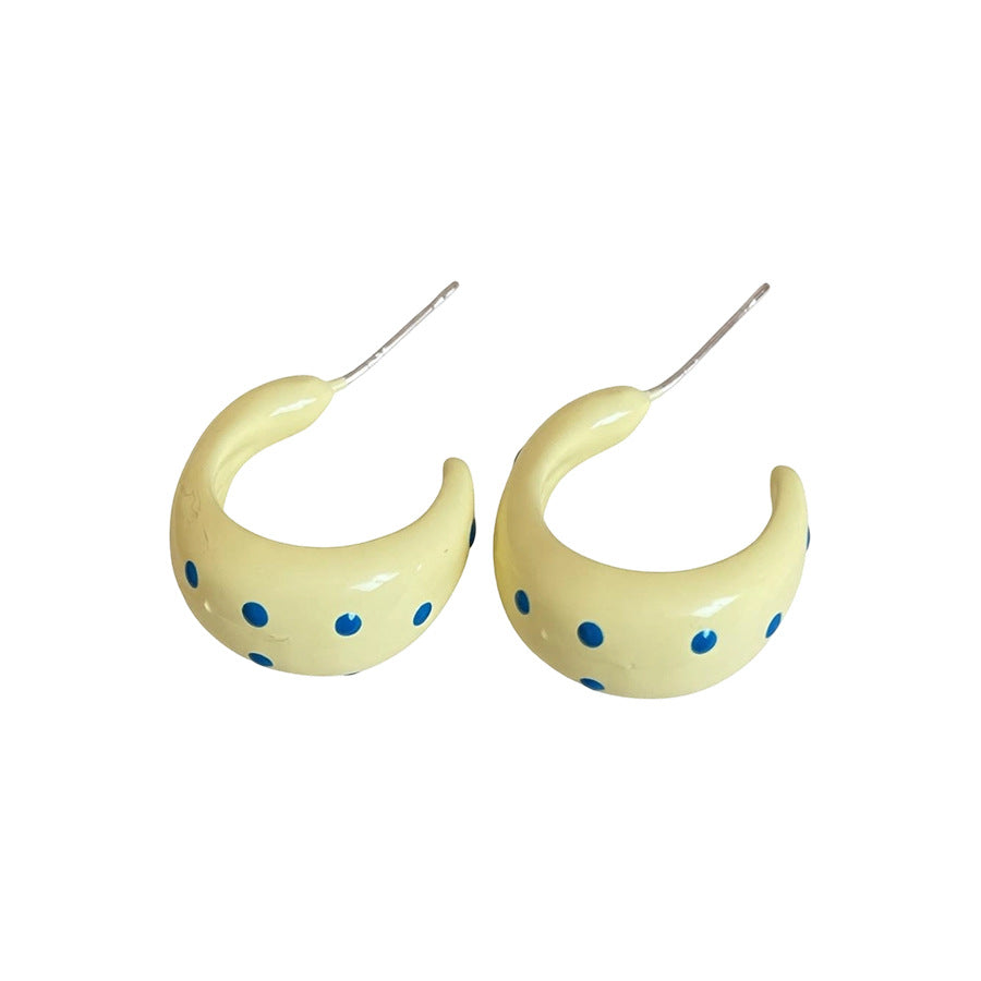 Needle Polka Dot Drop Oil Half High-grade Stud Earrings