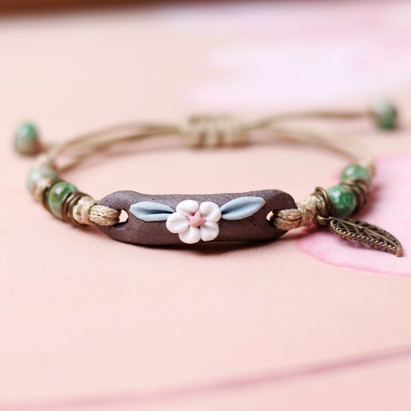 Handmade Pinch Ceramic Woven Mori Style Small Fresh Adjustable Vintage Pendants