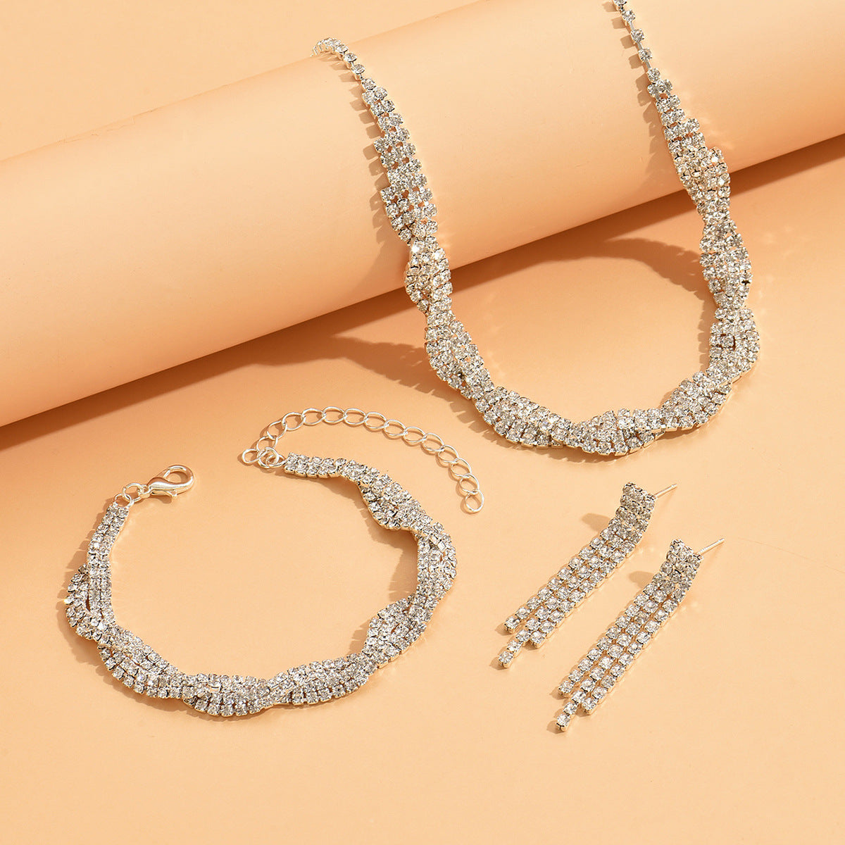 Women's Popular Wedding Dress Bridal Rhinestone Two-piece Necklaces