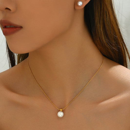 Geometric Pearl Niche Inlaid Craft Design Jewelry Set
