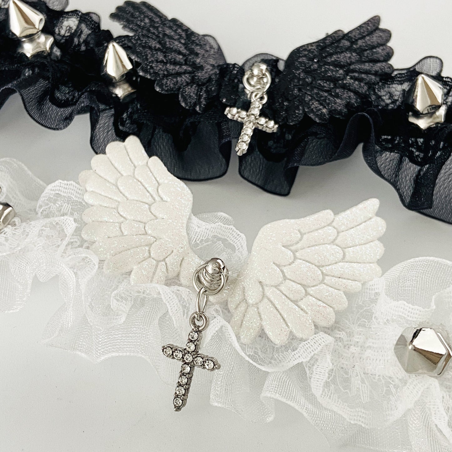 Lace Rivet Female Design Punk Wings Neck Collar