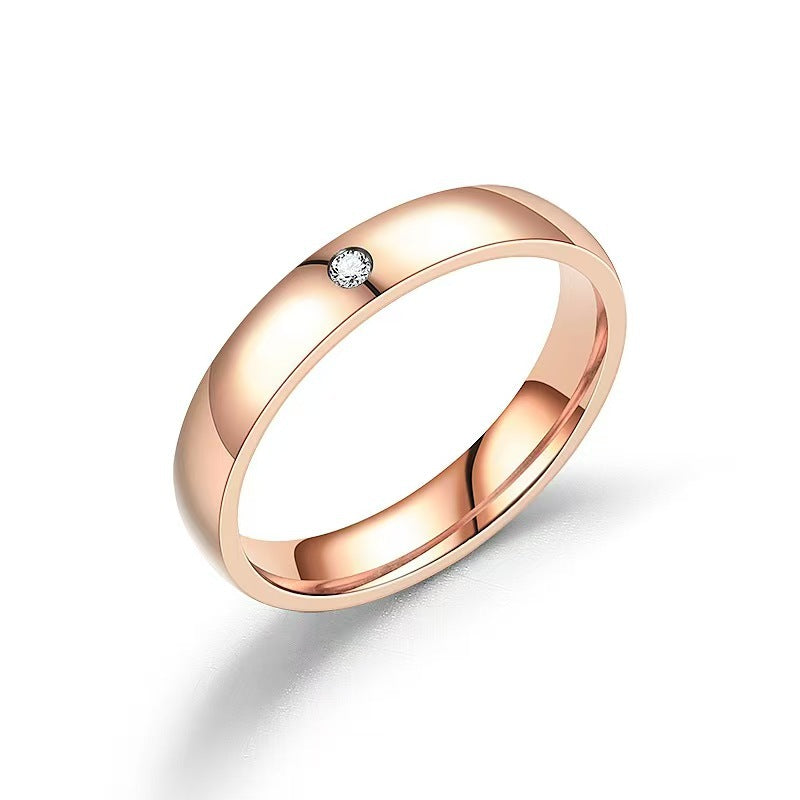 Style Niche Titanium Steel Inlaid With Diamond Ring