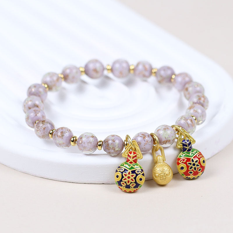 Female Fragrant Gray Colored Glaze Chinese Style Bracelet