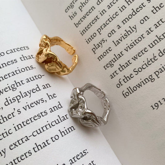 Geometric Irregular Pattern Personality Trendy Exaggerated Rings