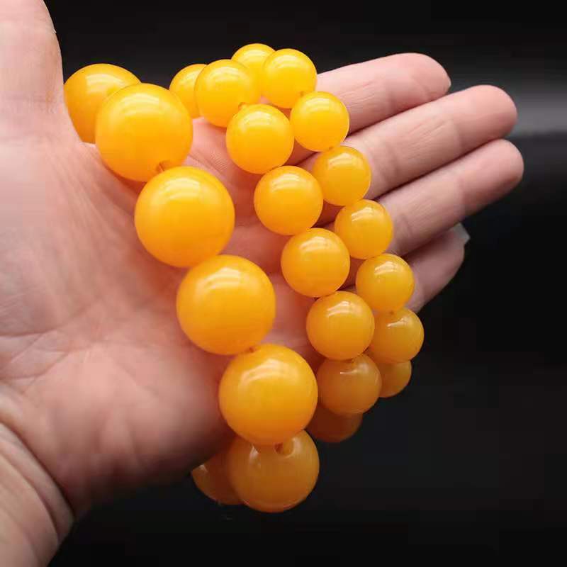 Women's & Men's Style Single Circle Yellow Chicken Grease Old Buddha Beads Live Bracelet
