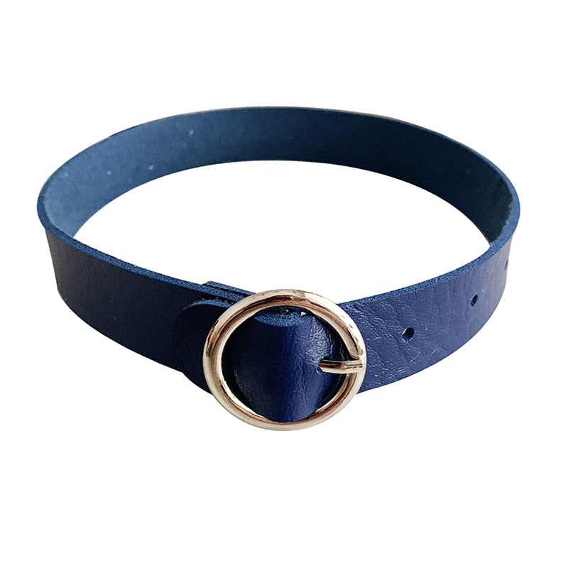 Leather Round Gothic Simple Neck Band Collar