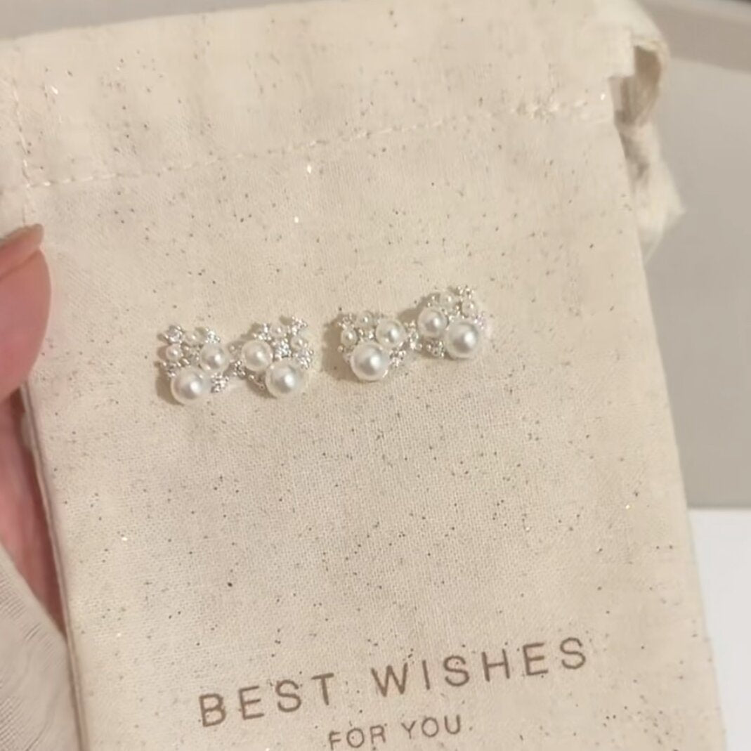Korean Style Zircon Pearl Cold Simple Elegant Light Luxury Stud Earrings