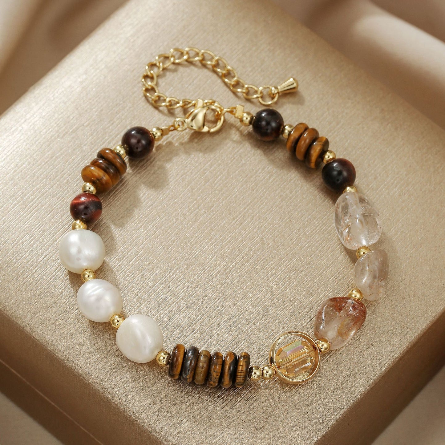 Style Tigereye Barite Freshwater Pearl Advanced Light Bracelet