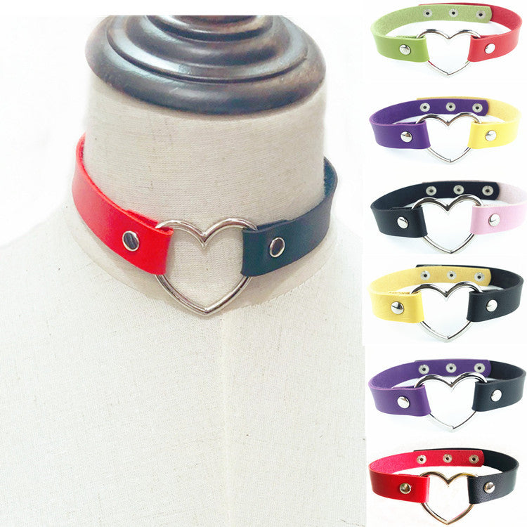 Leather Two-tone Heart Love Fashion Neck Necklaces