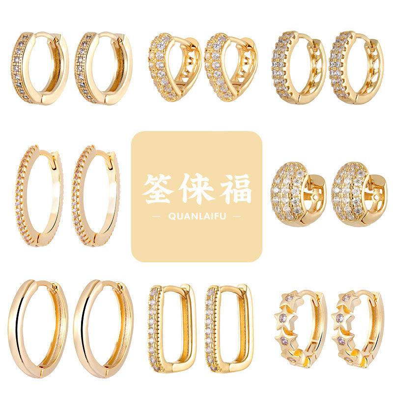 Gold Zircon Temperament Ear Clip Light Earrings