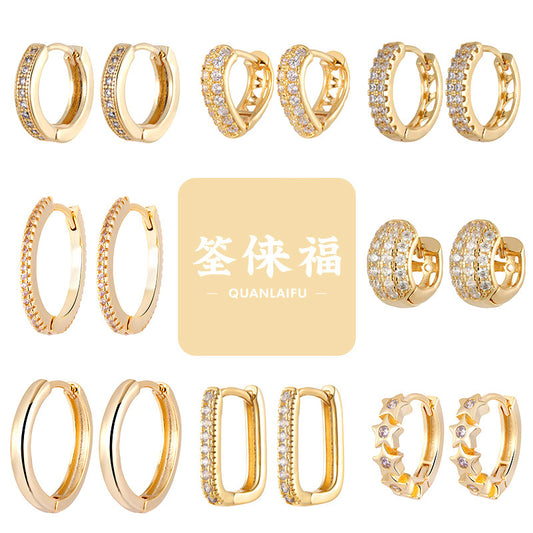 Gold Zircon Temperament Ear Clip Light Earrings