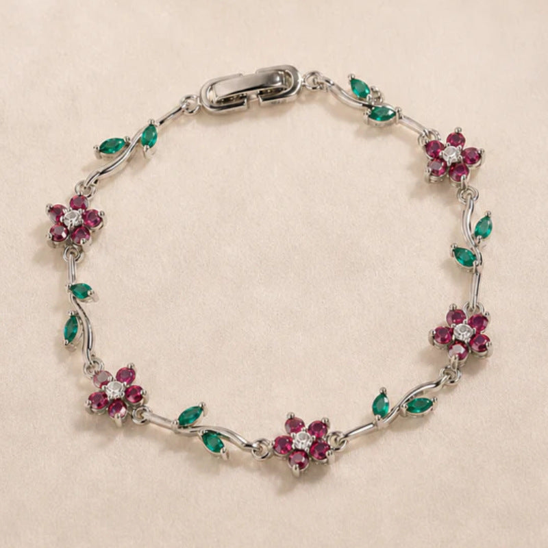 Tulip Colorful Crystals Gem Flower Light Bracelet