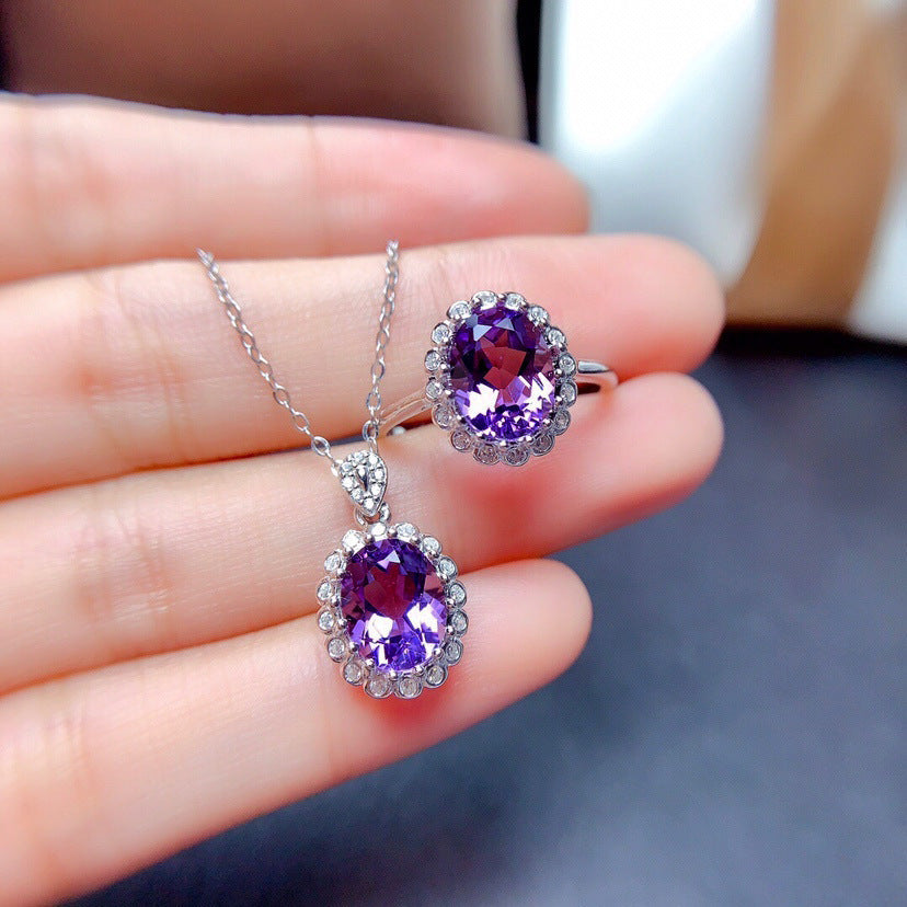 Women's Blue Red Yellow Green Purple White Gemstone Zircon Princess Jewelry Set