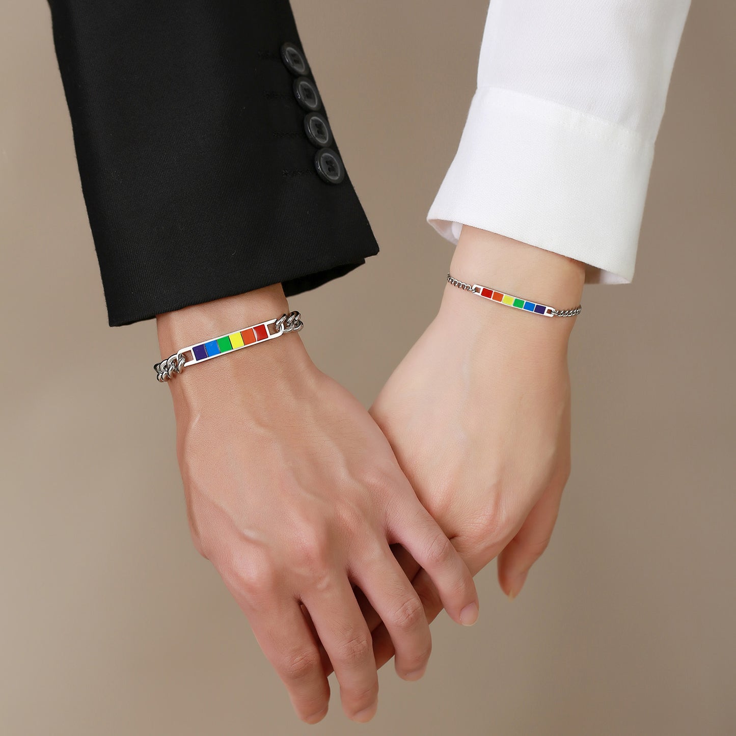 Titanium Steel Curved Couple Stainless Bangle Bracelets