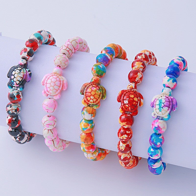 Women's Hand Cross Color Wooden Bead Beaded Bracelet