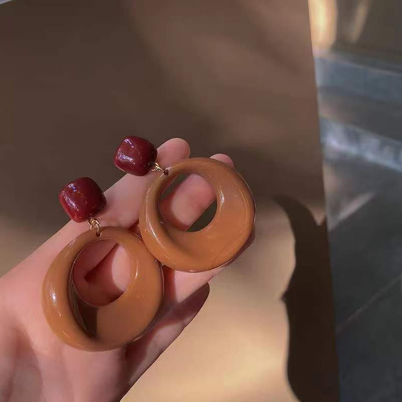 Women's Flower Frosted Resin Knitted Oil Rings