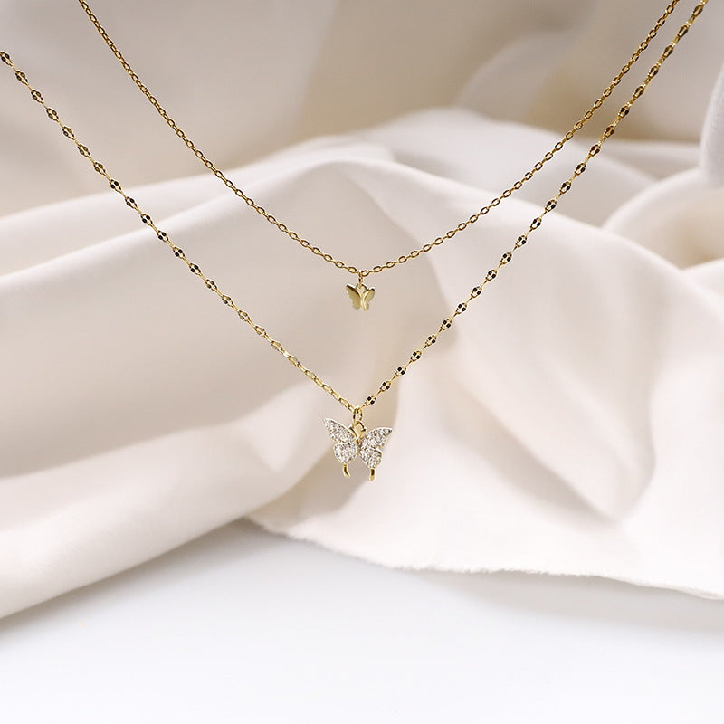 Female Niche Bag Twin Clavicle Chain Necklaces