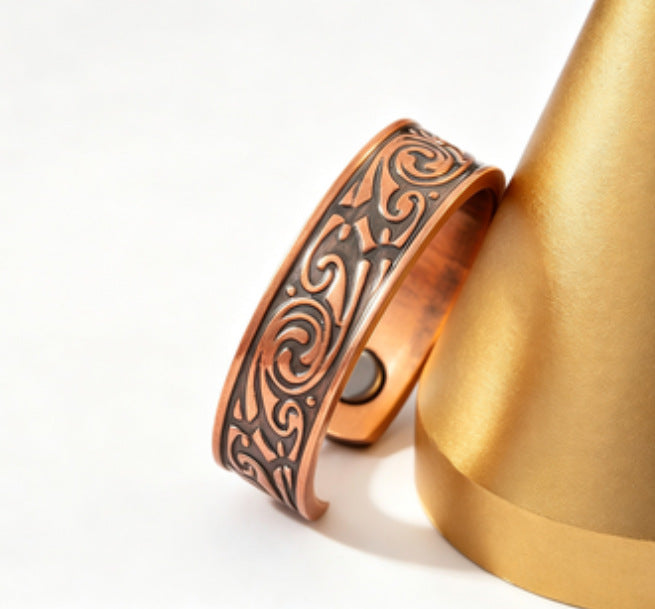 Bronze Creative Pattern Magnet Retro Fashion High Sense Ring