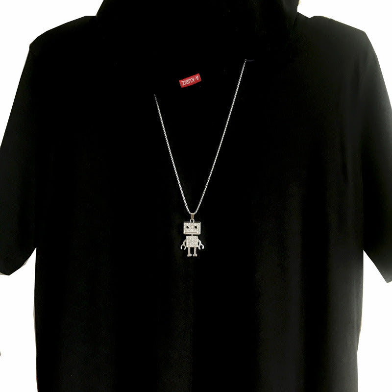 Women's Diamond Robot Stainless Steel High-grade Hip Hop Niche Sweater Necklace