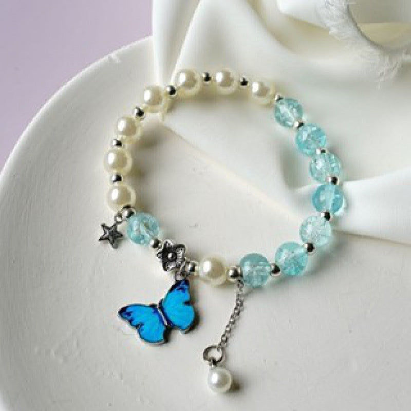 Camellia Little Daisy Crystal Girlfriends Color Glass Chipping Bracelet