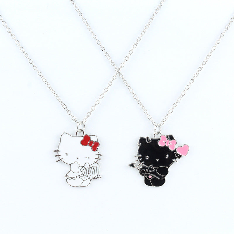 Women's & Men's Oil Dripping Alloy Cute Funny Girlfriends Couple Necklaces