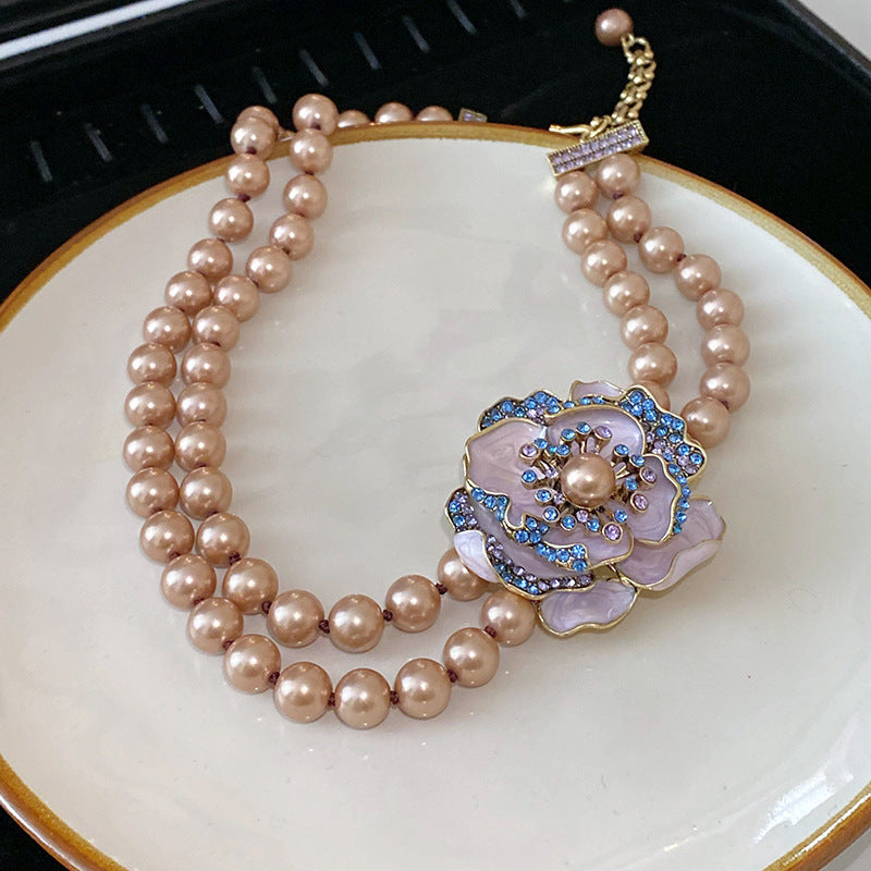 Square Stitching Palace Style Exquisite Clavicle Chain Middle Necklaces