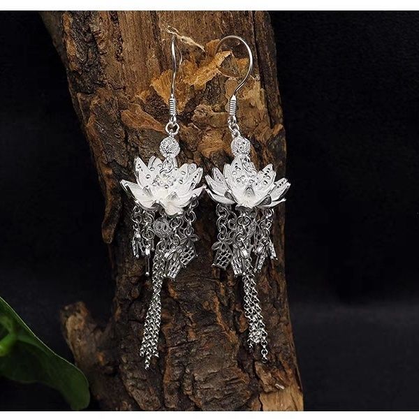 Lotus Long Tassel Ancient Style Temperament Rings