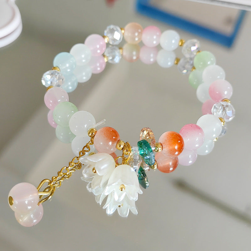 Two-color Lily Female Temperament Small Crystal Bracelet