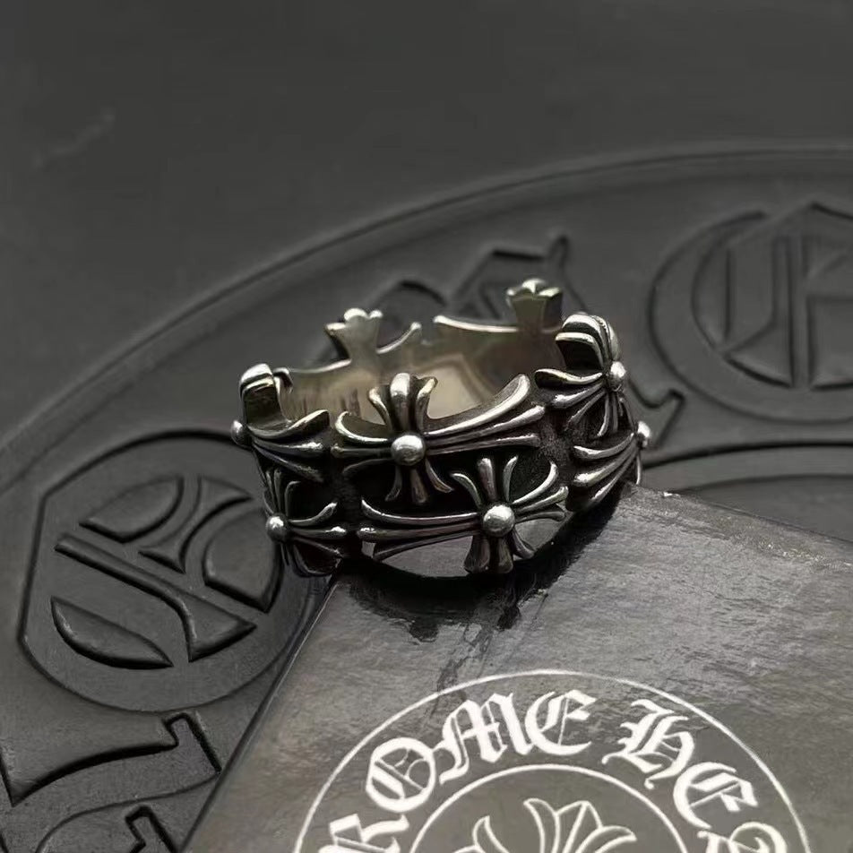 Double Layer Cross Personality Trendy Couple Retro Easy Matching Switchable Rings