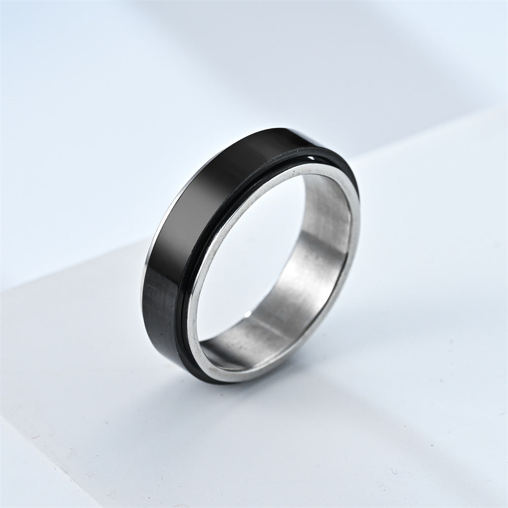 Ornament Titanium Steel Can Be Rotatable Male Rings