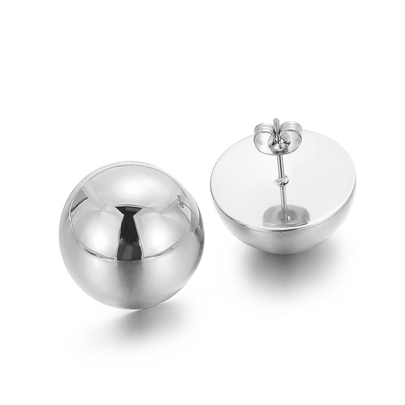 Women's Creative Fashion Stainless Steel Hemisphere Hollow Earrings