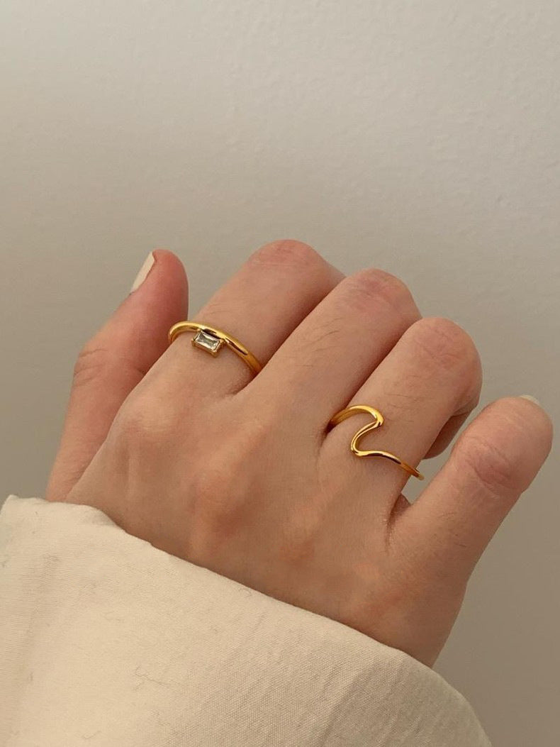 Gold Abstract Seagull Plated Vintage Geometric Rings