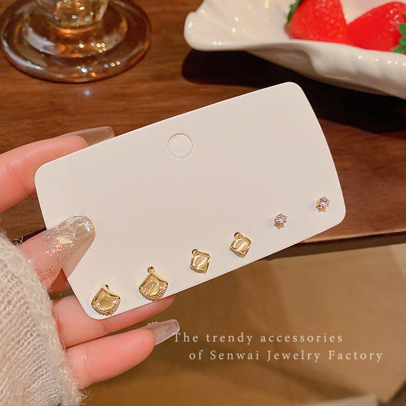 Women's Stone Ear Graceful Geometric Love High-grade Earrings