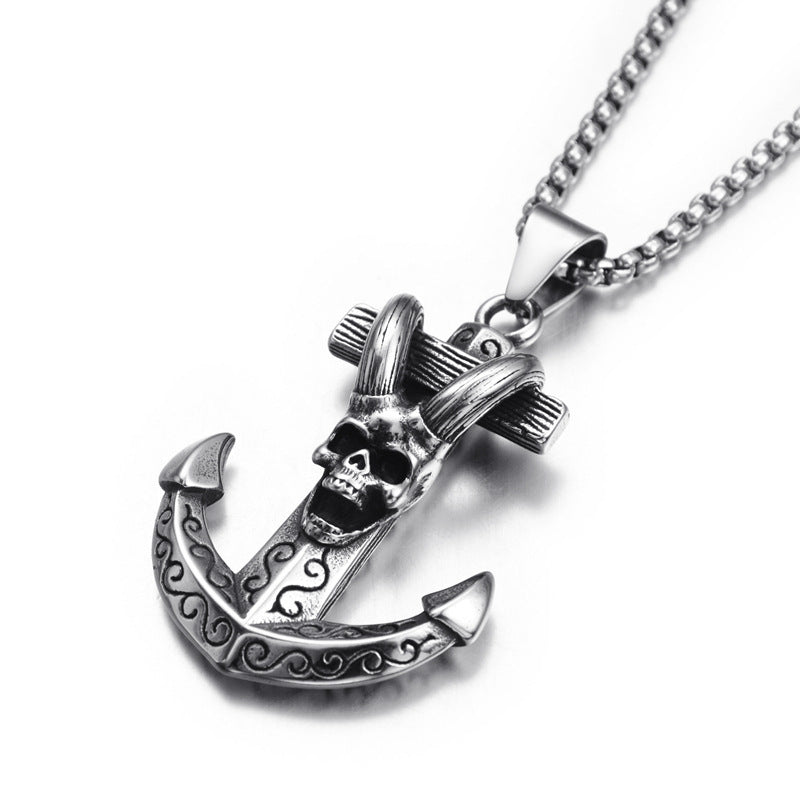 Design Double Sword Pirate Titanium Steel Vintage Halloween Necklaces